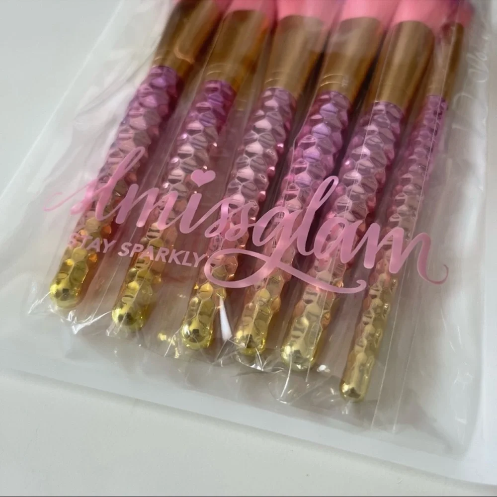 SLMISSGLAM Unicorn Brush Set 6 Brush Set Pink Purple Yellow & Gold